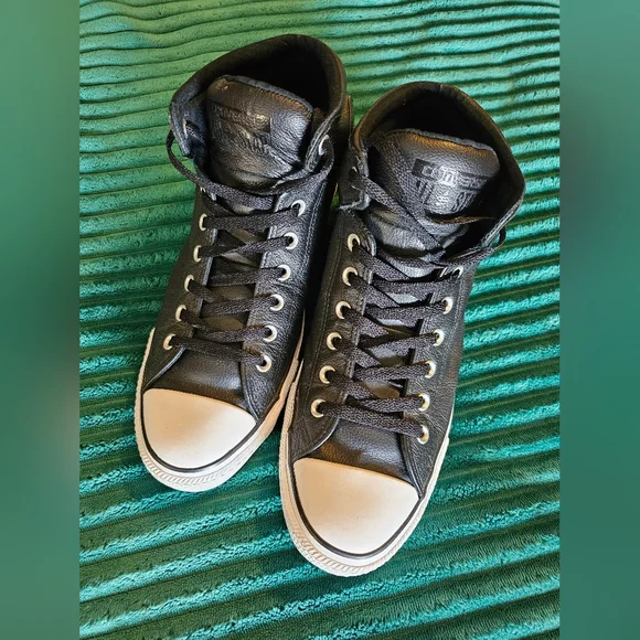 Converse All Star High Street Black Leather Size 12 Chuck Taylor - Picture 4 of 8